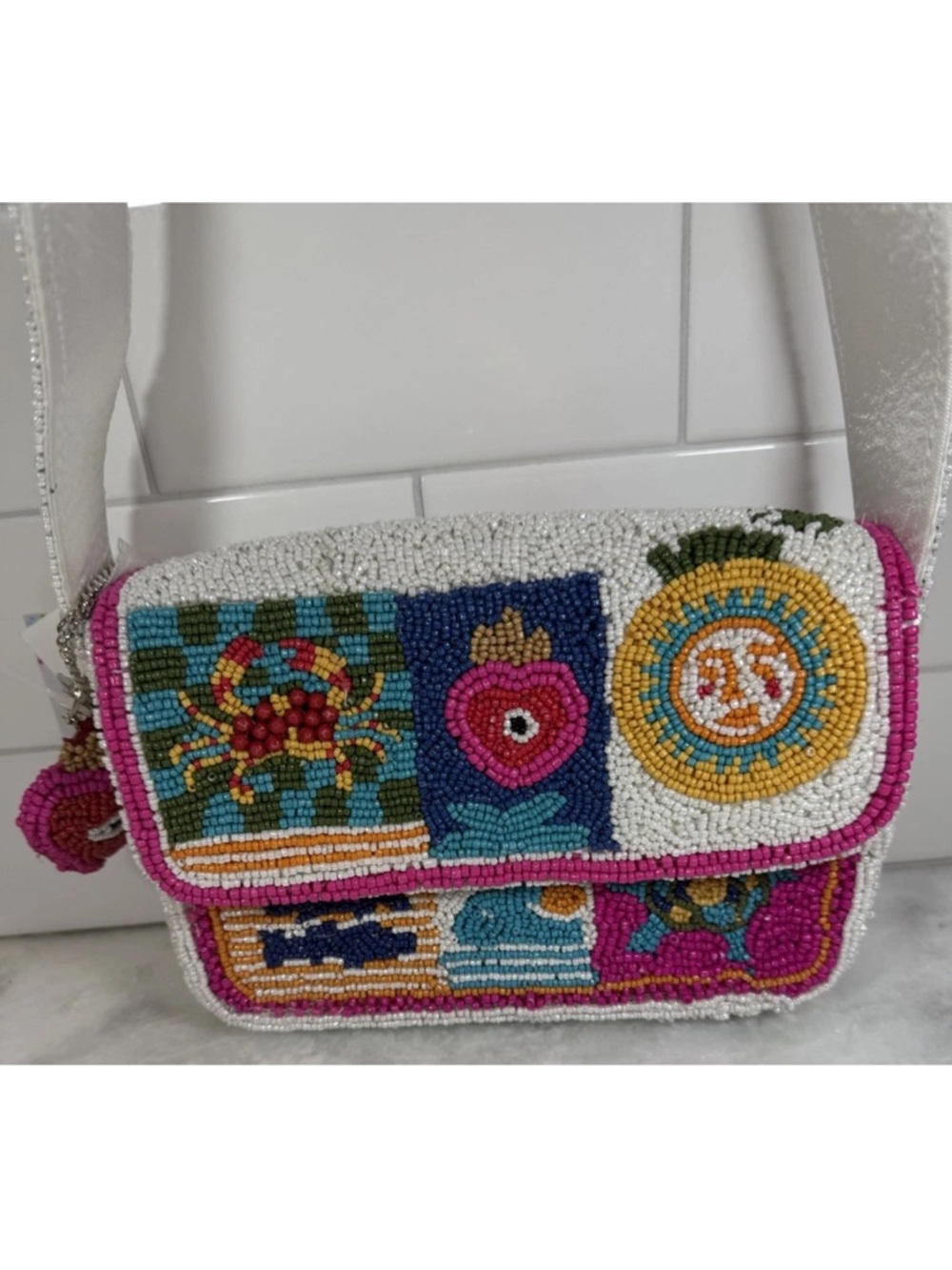 NEW RELEASE Made In India Beaded Bag With Evil Eye Charm Summer Vacation NWT